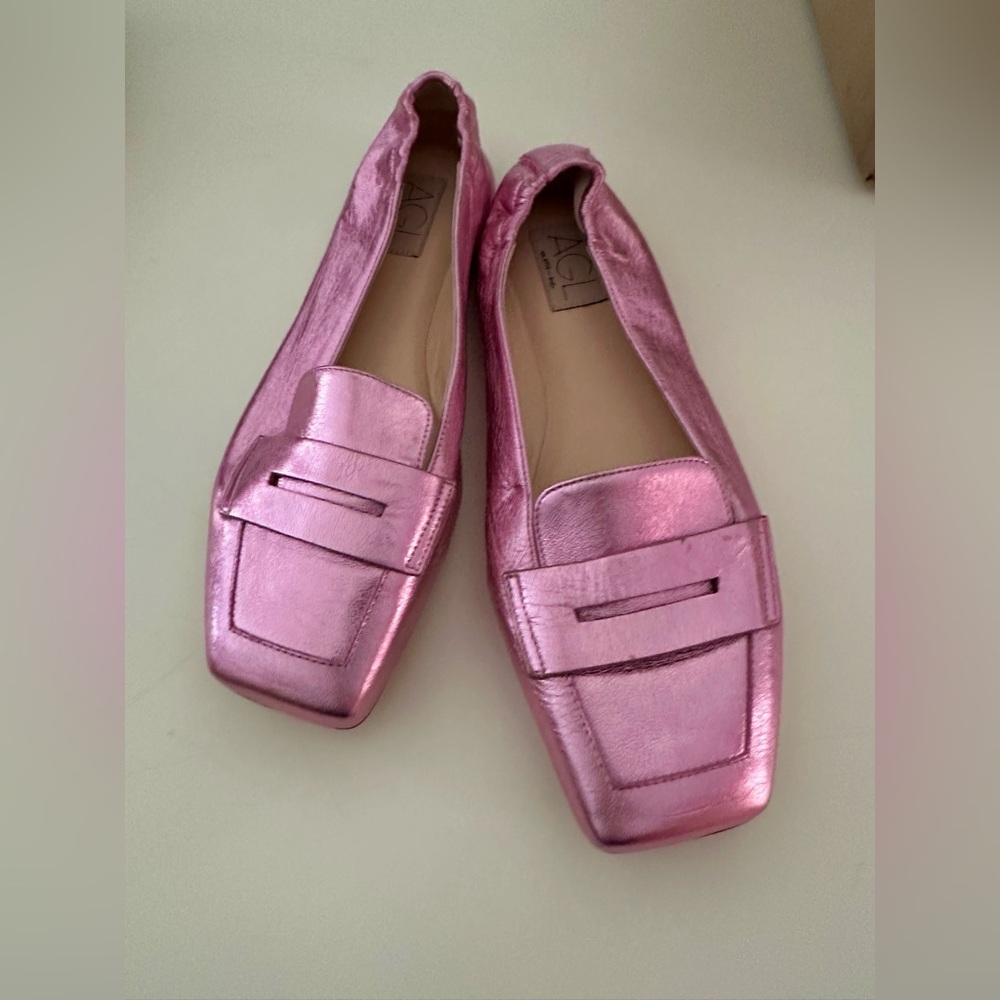 Agl Pink Metallic Flats-SZ-39